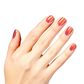 Model showcasing OPI Nail Lacquer Liquid Fire on nails