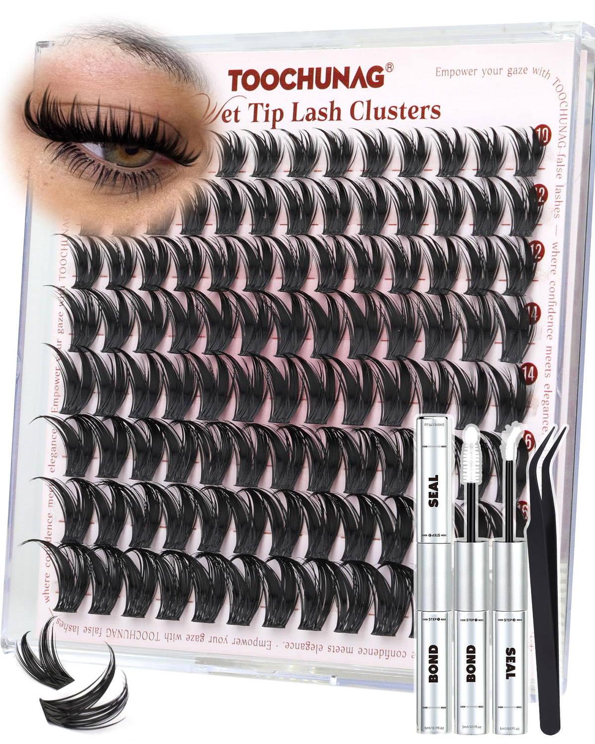 Model showcasing the bold look with TOOCHUNAG Bunny Eyelash Clusters