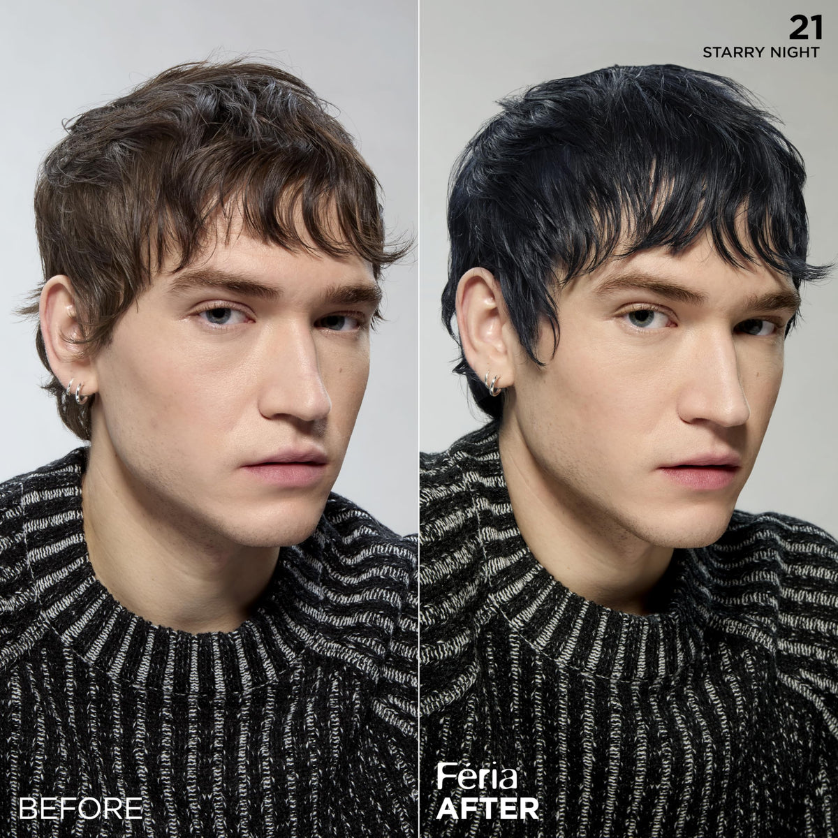 Model showcasing vibrant hair color from L'Oreal Paris Feria