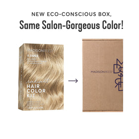 Model showing hair after using Madison Reed Radiant Hair Color Kit