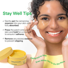Model using TEREZ & HONOR Vitamin C Eye Patches in a relaxing setting