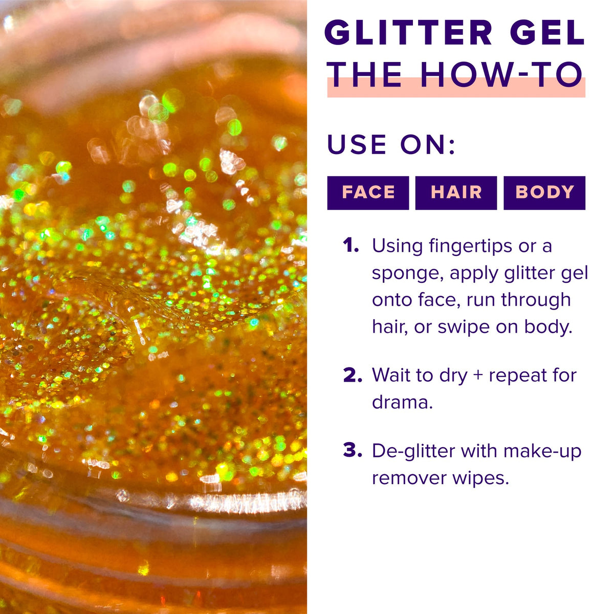 Model using UNICORN SNOT Holographic Body Glitter Gel at a festival