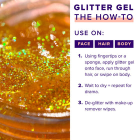 Model using UNICORN SNOT Holographic Body Glitter Gel at a festival