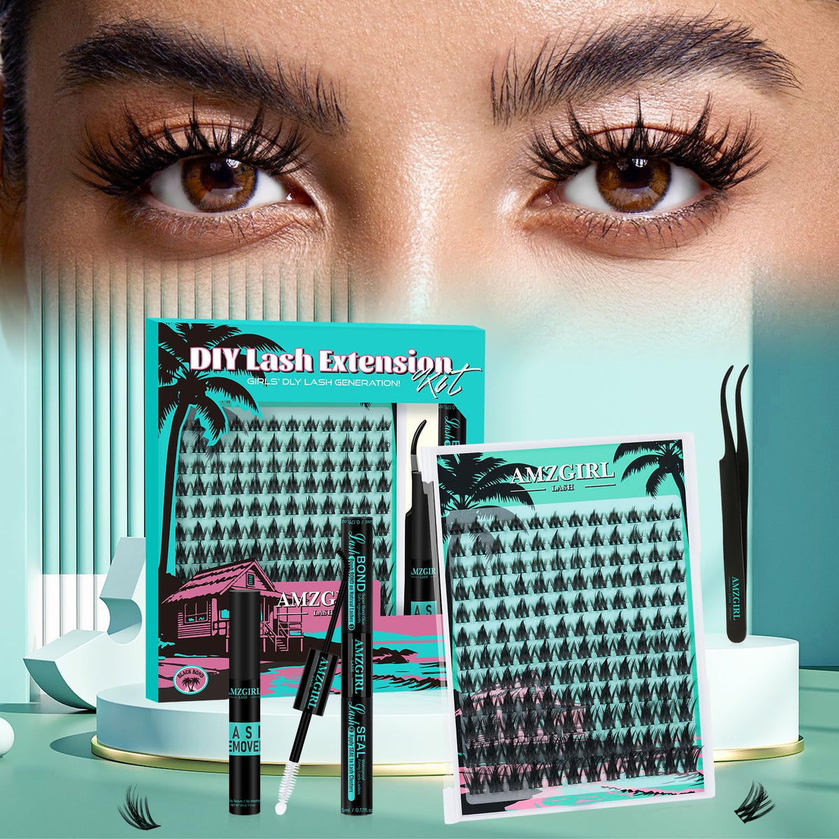 Model wearing AMZGIRL LASH Fairy Lash Clusters