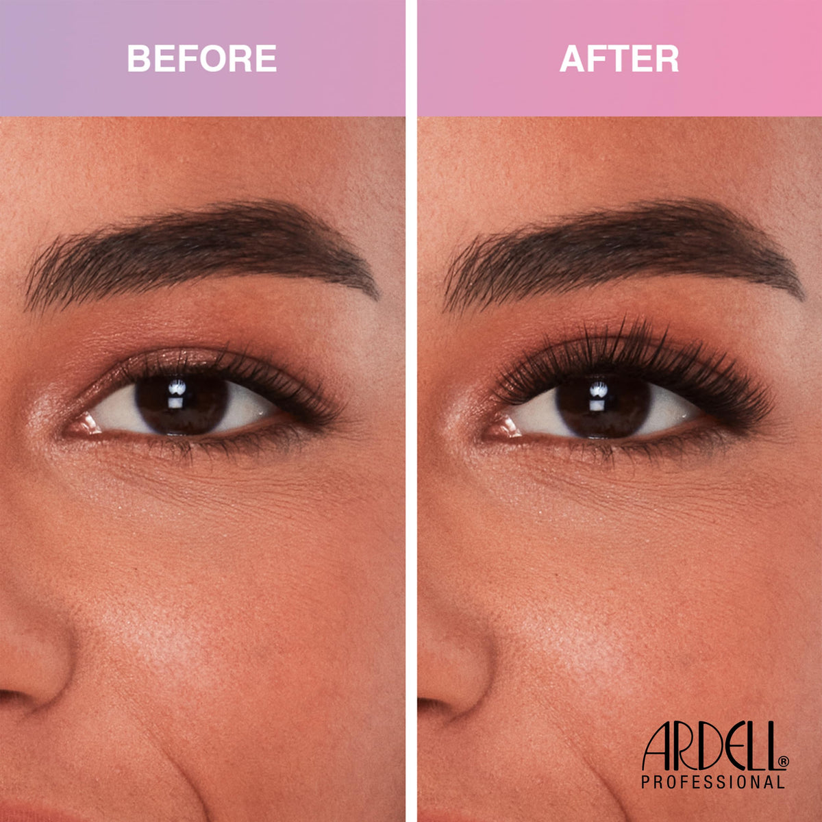 Model wearing Ardell Press On Lashes with natural look