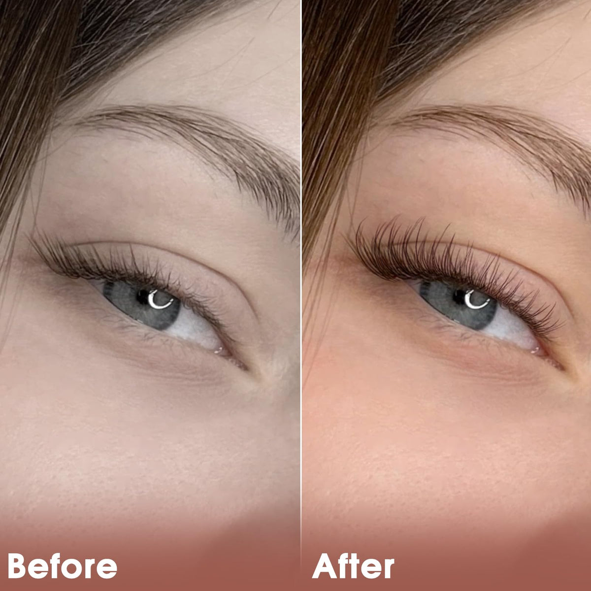 Model wearing brown lash clusters for natural look