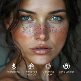 Model wearing Cardiyar Glitter Freckles at a festival