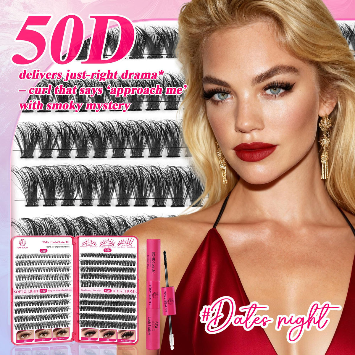 Model wearing CCODDY lash clusters in natural light