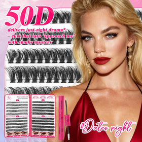 Model wearing CCODDY lash clusters in natural light