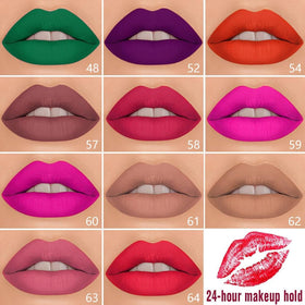 Model wearing evpct orange red lip look