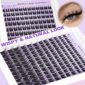 Model wearing EYDEVRO manga lash clusters