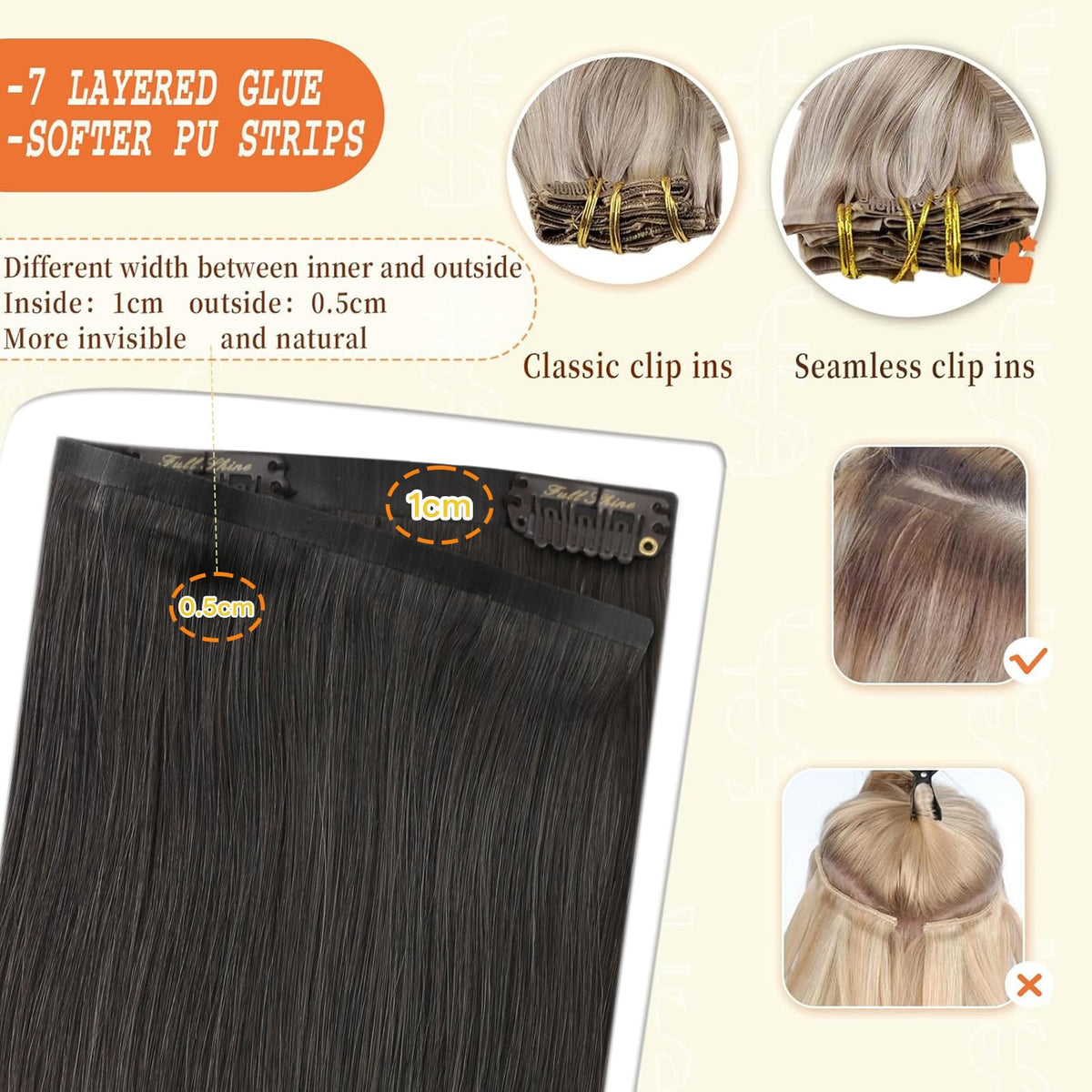 Model wearing Full Shine 24 Inch Mocha Brown Clip-in Hair Extensions
