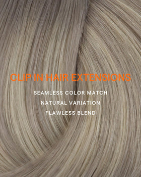 Model wearing Full Shine Clip in Human Hair Extensions