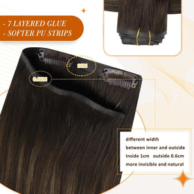 Model wearing Full Shine hair extensions styled in loose waves