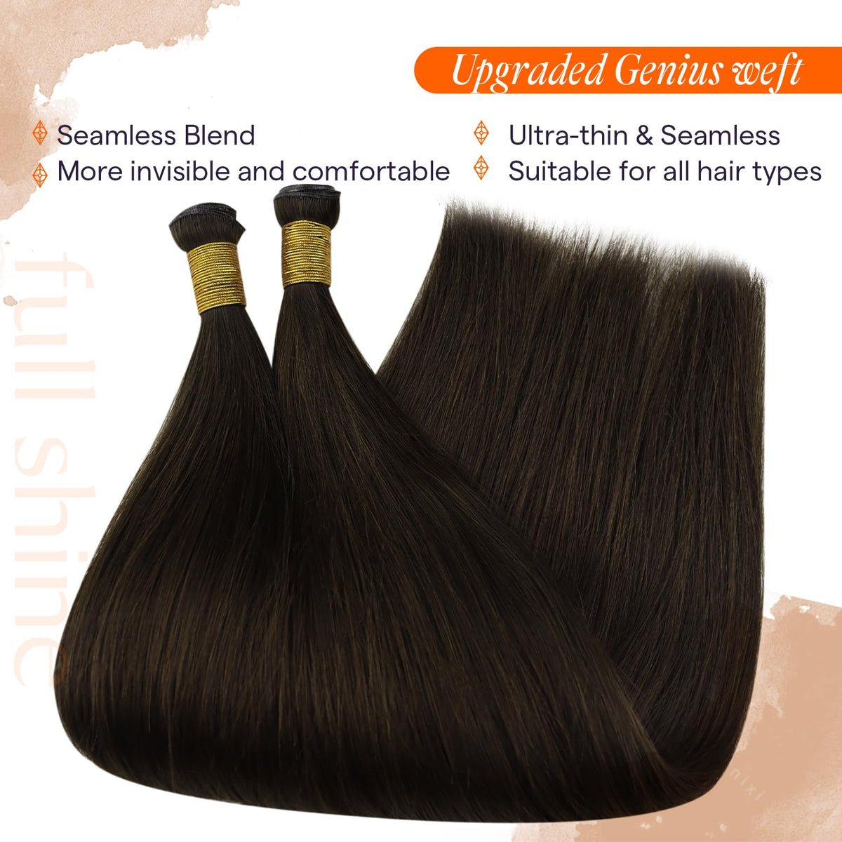 Model wearing Full Shine Hand Tied Weft Hair Extensions