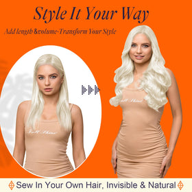 Model wearing Full Shine Sew In Weft Hair Extensions