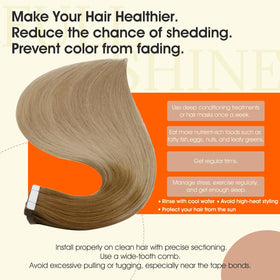 Model wearing Full Shine Tape In Extensions in Chestnut Blonde
