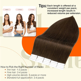 Model wearing Full Shine Tape In Extensions in Dark Chestnut
