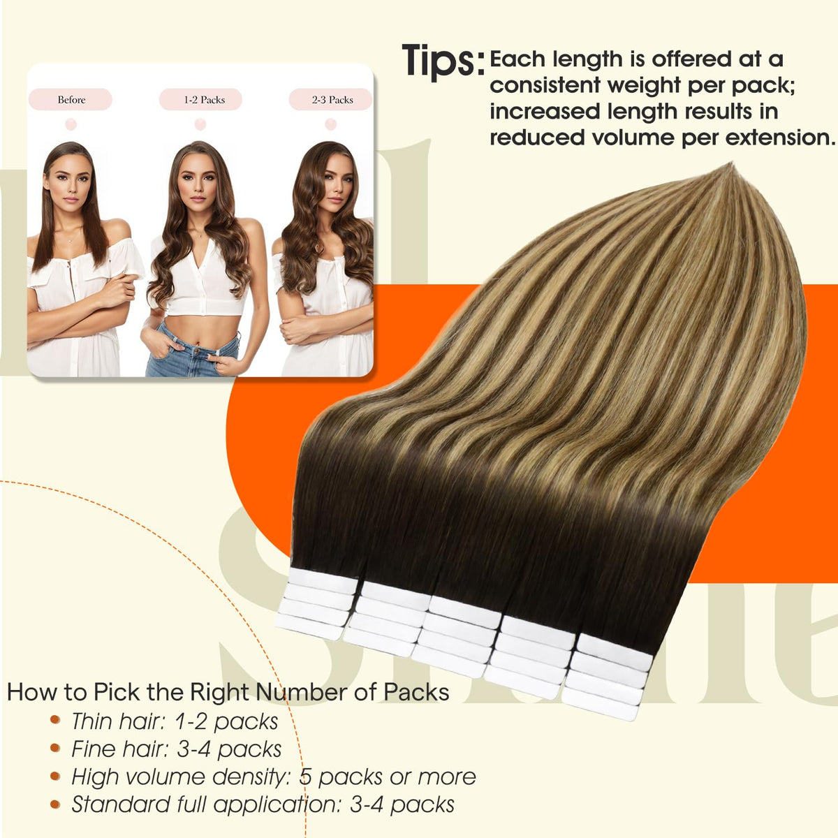 Model wearing Full Shine Tape In Hair Extensions Dark Brown Caramel