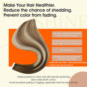 Model wearing Full Shine Tape In Hair Extensions styled