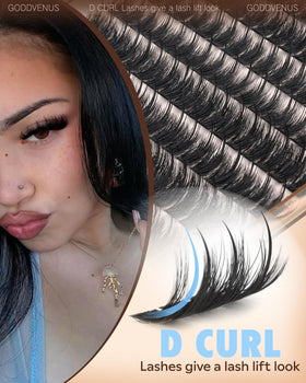 Model wearing Goddvenus Manga Lash Clusters