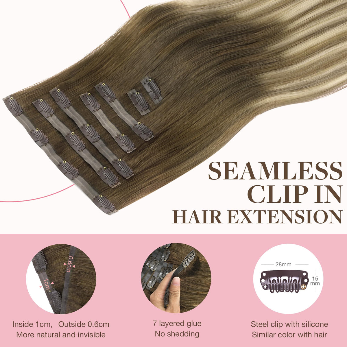 Model wearing GOO GOO Clip in Hair Extensions styled