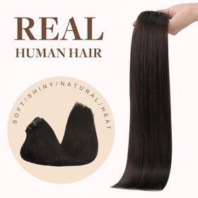 Model wearing GOO GOO Clip in Hair Extensions styled straight