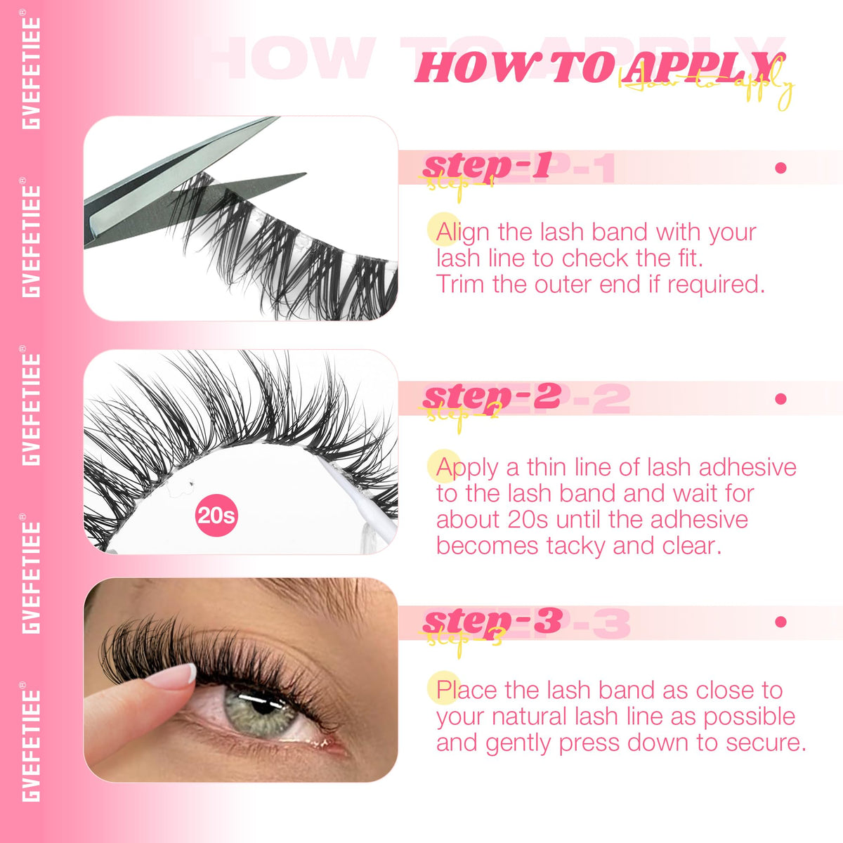 Model wearing GVEFETIEE false eyelashes for a natural look