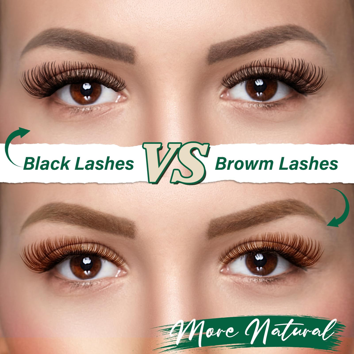 Model wearing KEYYOU Brown Lash Clusters