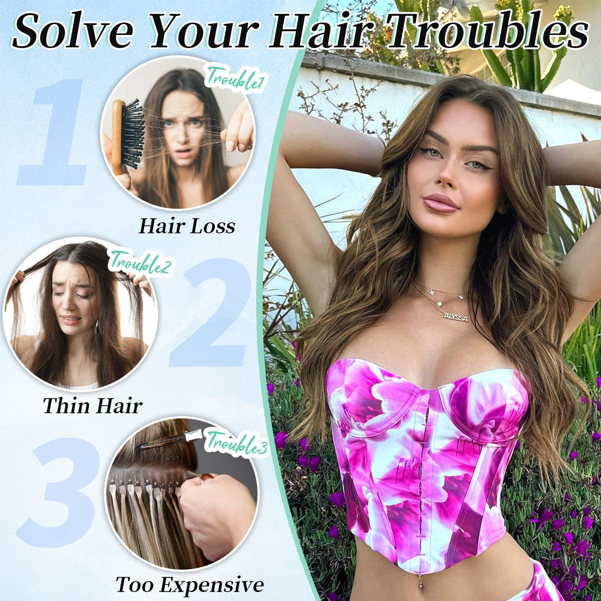 Model wearing KooKaStyle hair extensions in a natural setting