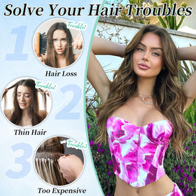 Model wearing KooKaStyle hair extensions in a natural setting