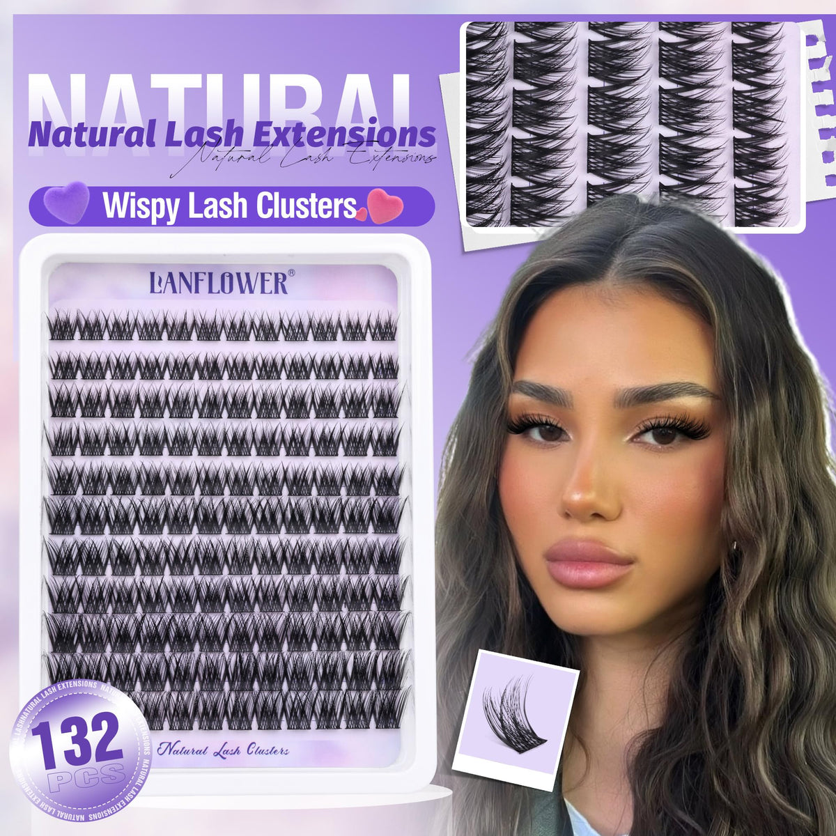 Model wearing LANFLOWER lash extensions