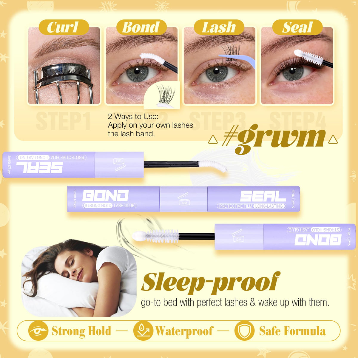 Model wearing Mavphnee lash clusters for natural look