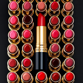 Model wearing REVLON Super Lustrous Lipstick Brazilian Tan 672