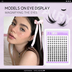 Model wearing SOFENIDA Fairy Lash Clusters for a dramatic look