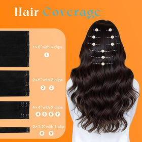 Model wearing Sunny Hair Clip-in Extensions jet black