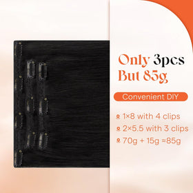 Model wearing Sunny Hair Clip-in Hair Extensions Jet Black