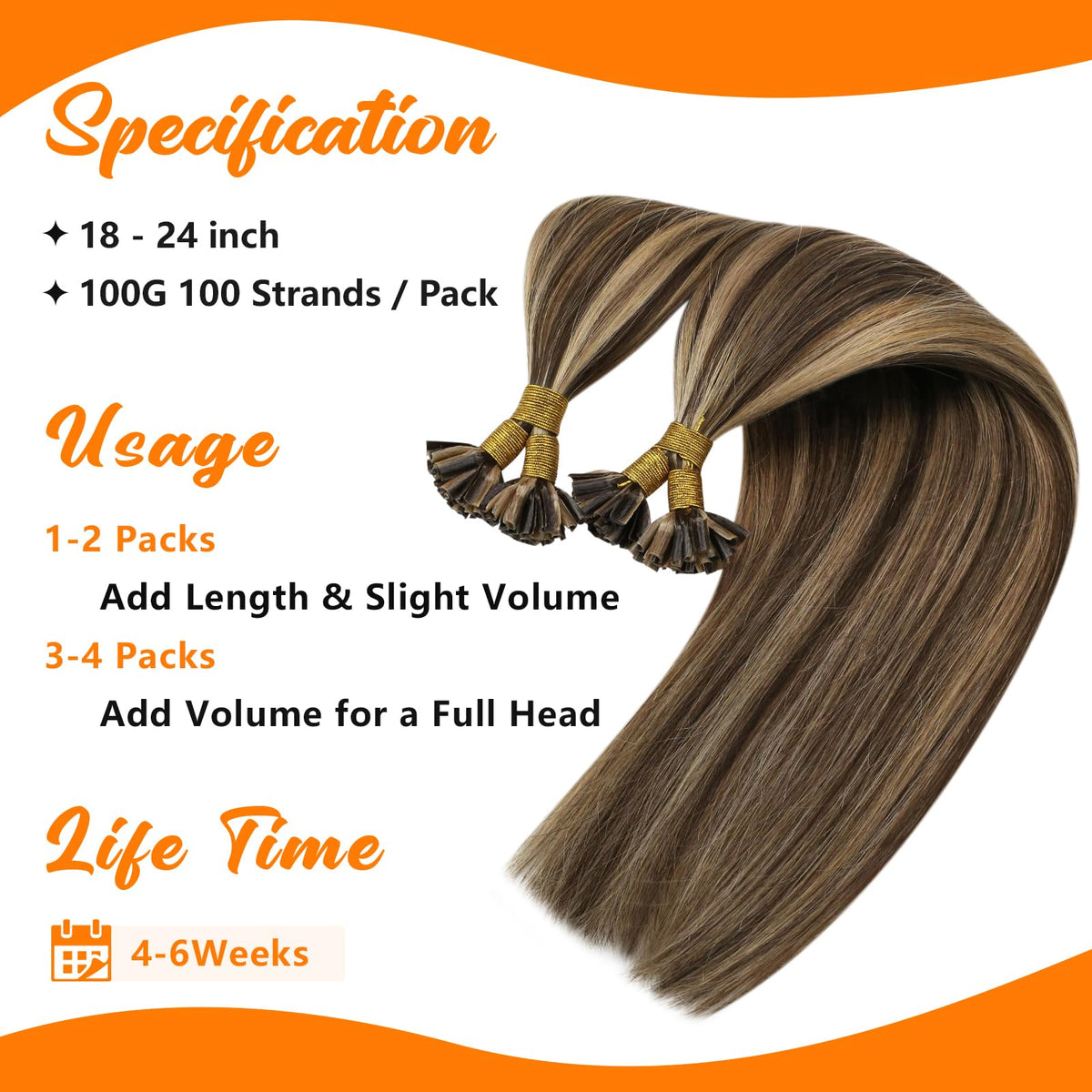 Model wearing Sunny Hair K Tip extensions styled in waves