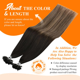 Model wearing Sunny Hair K Tip Hair Extensions
