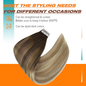 Model wearing Sunny Hair Tape in Hair Extensions styled