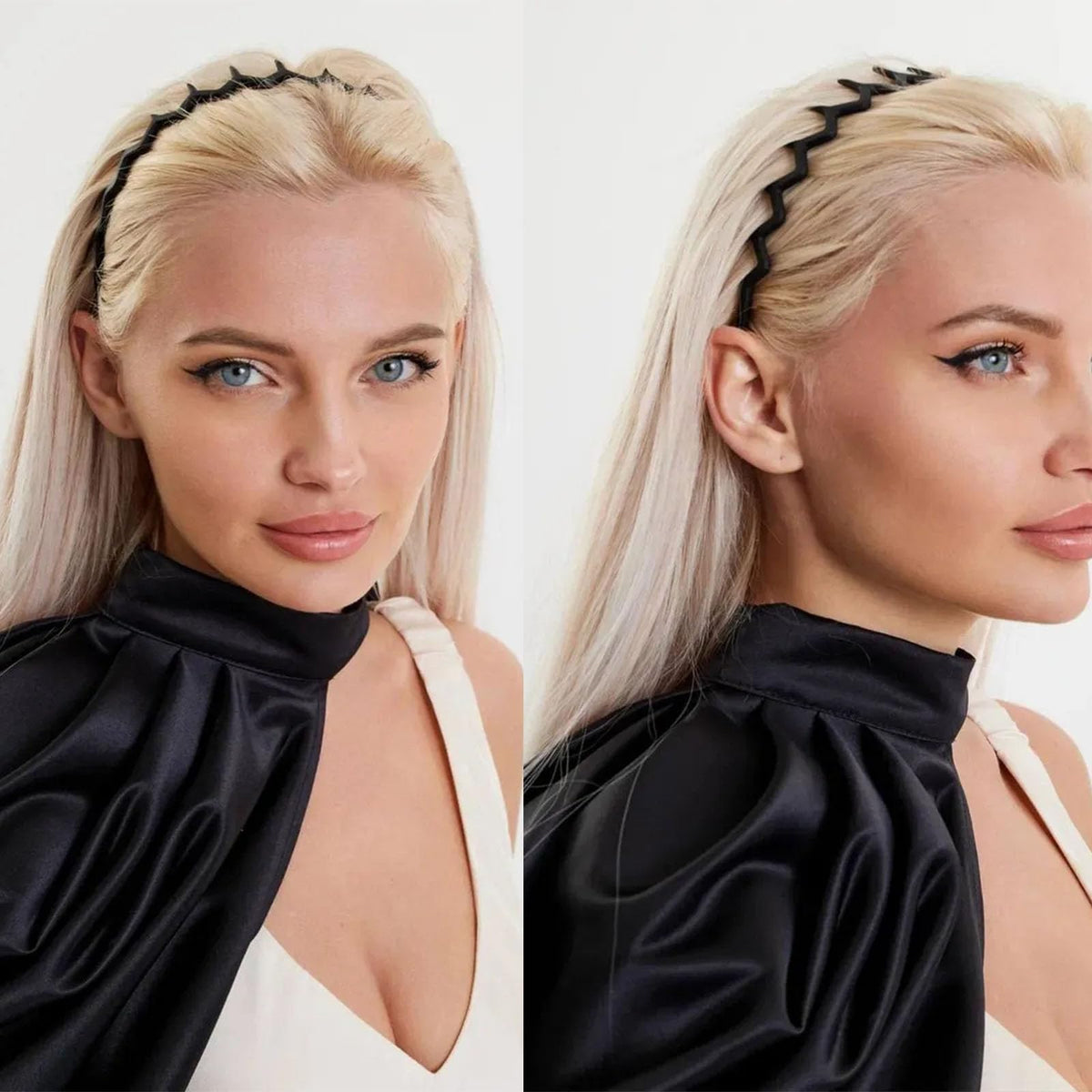 Model wearing Supgoodom Zig Zag Headband in a casual hairstyle