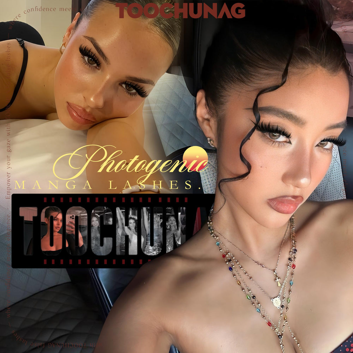 Model wearing TOOCHUNAG Anime Lash Clusters for a natural look