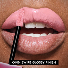 Model wearing URBAN DECAY Vice Lip Bond Lipstick in Light Bubblegum Pink