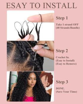 Model wearing VDZ deep wave crochet hair
