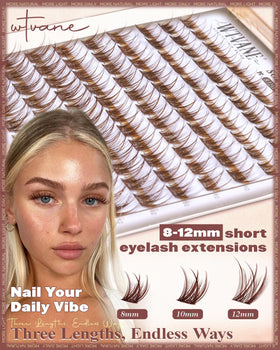 Model wearing wtvane Brown Lash Clusters for natural look