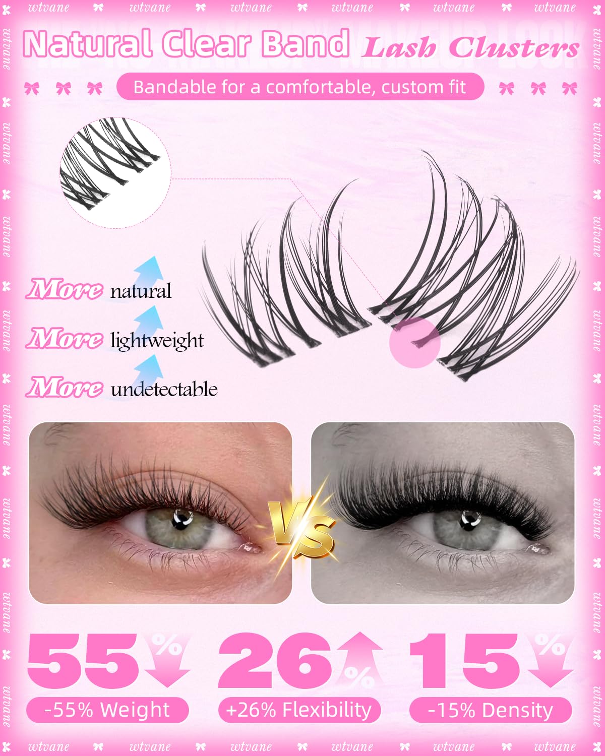 Model wearing wtvane lash clusters for natural look