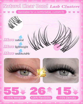Model wearing wtvane lash clusters for natural look