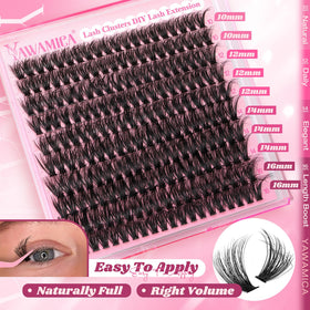 Model wearing Yawamica lash clusters with natural makeup