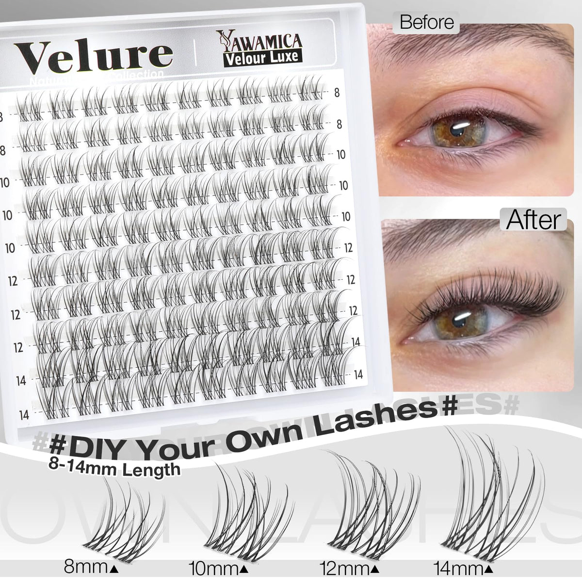 Model wearing Yawamica Natural Lash Clusters