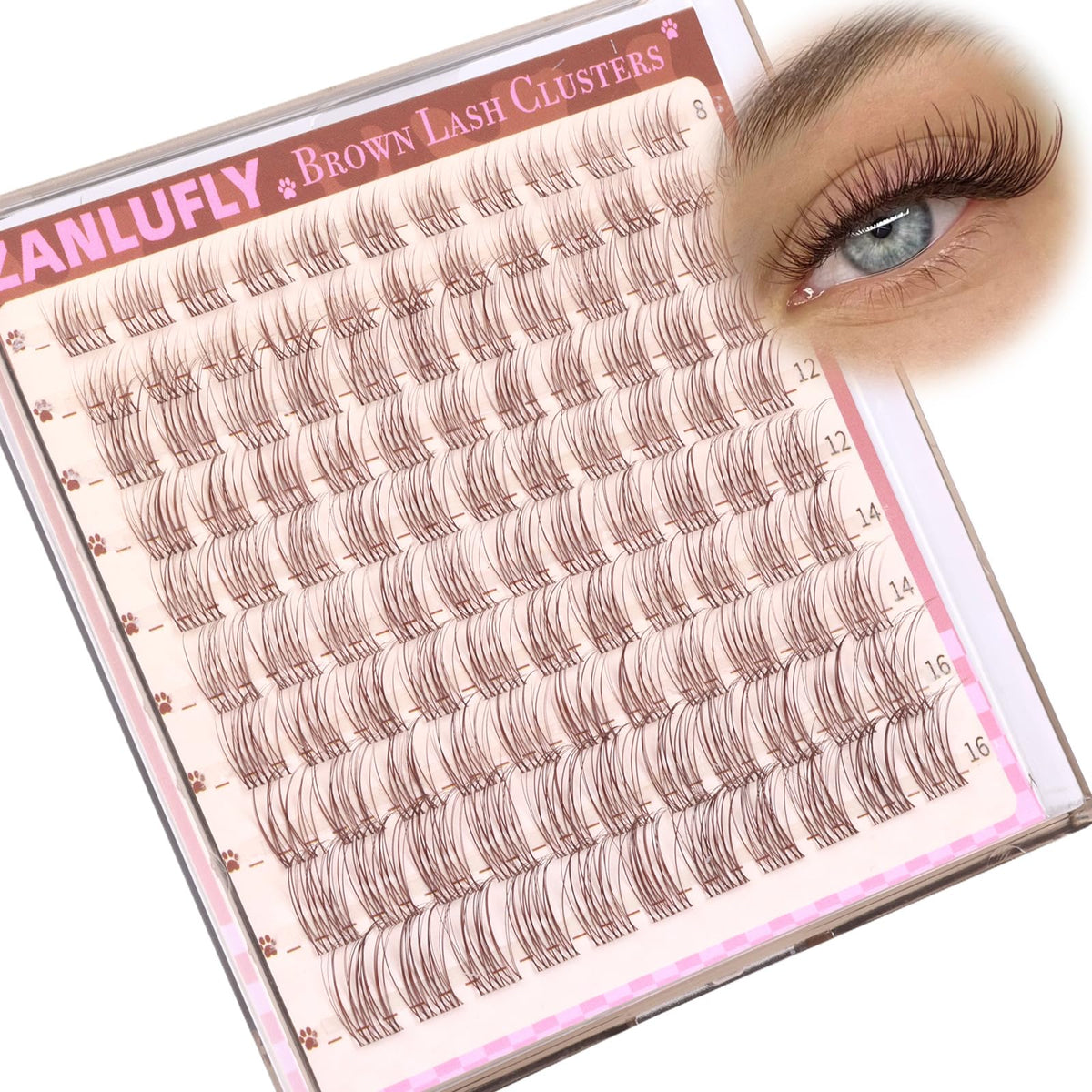 Model wearing zanlufly Brown Lash Clusters in natural light